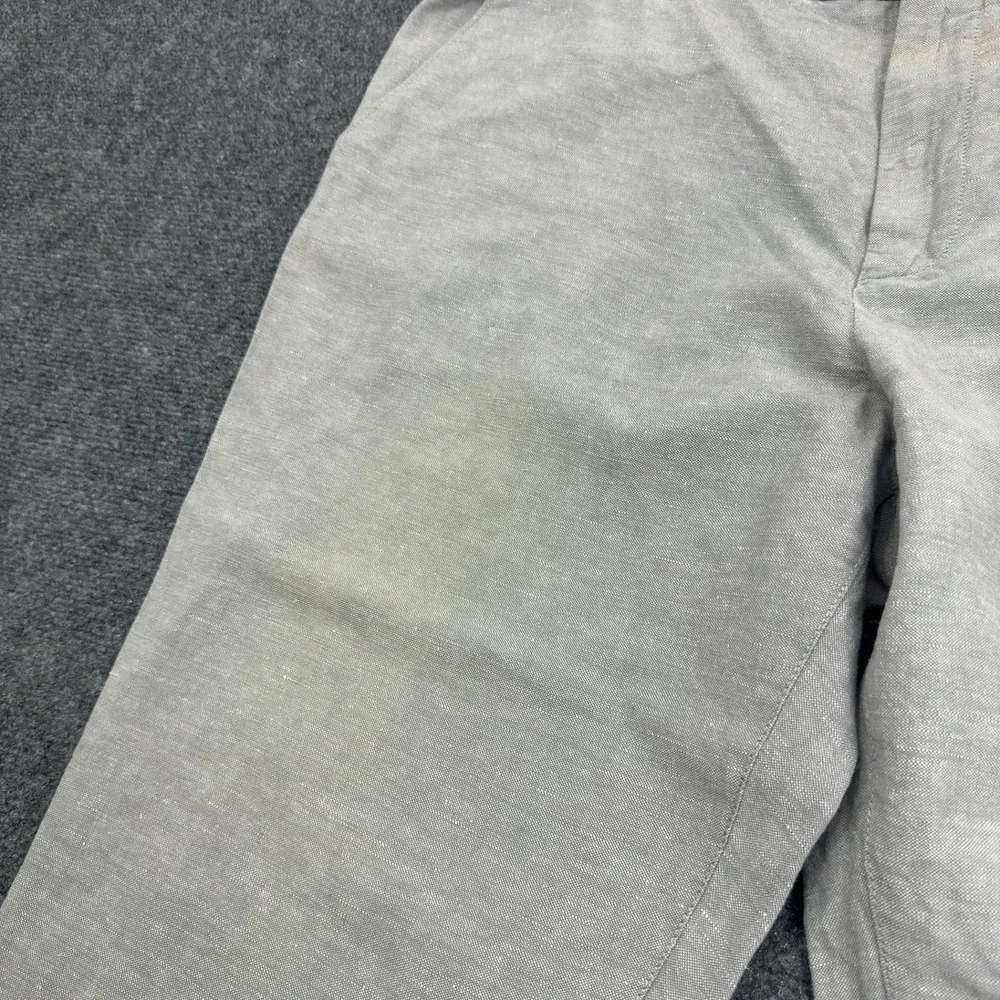 Banana Republic Kentfield Pant Mens 38x32 Grey Linen Cotton Flat Front Casual